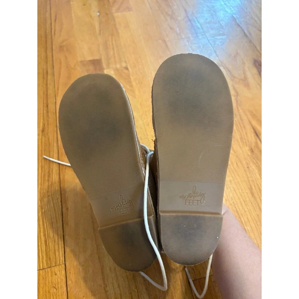 Monkey Feet Brown Sparkle lace up shoes size 6-7 years old